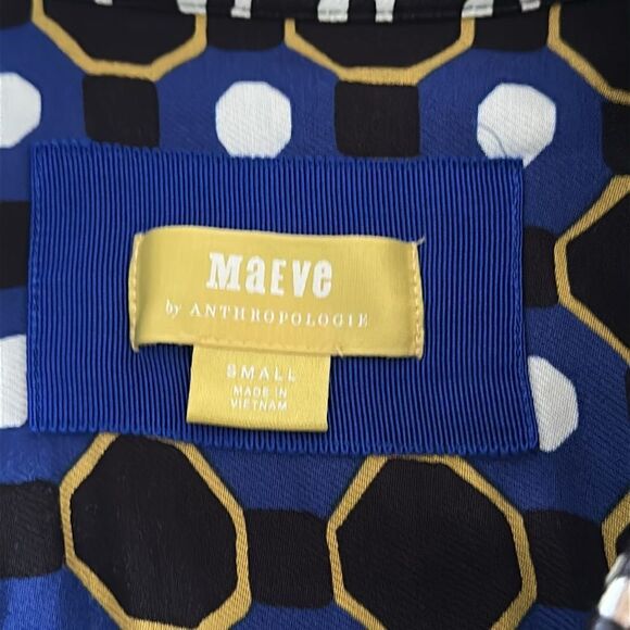 Anthropologie Maeve Contrast Midi Shirt Dress Patchwork Boho Short Sleeve Size S - Picture 8 of 11